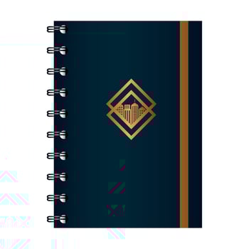 notebook black mockup with golden sign, corporate identity vector