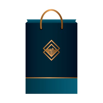 bag paper black mockup with golden sign, corporate identity vector