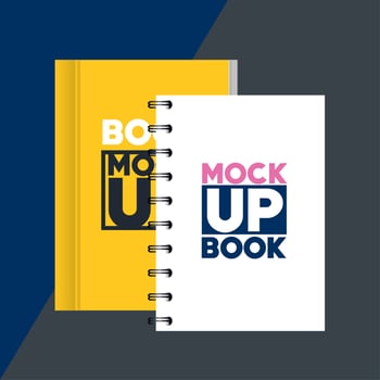 corporate identity branding mockup, mockup with books of covers white, blue and pink vector