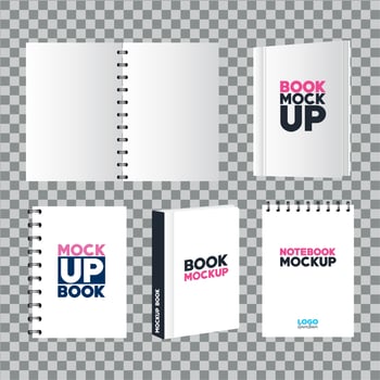 corporate identity branding mockup, mockup with book and notebook of covers yellow and white color vector