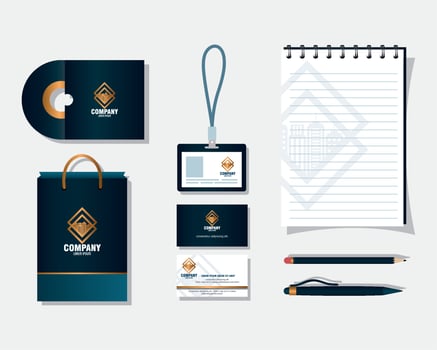 corporate identity brand mockup, mockup of stationery supplies black color vector