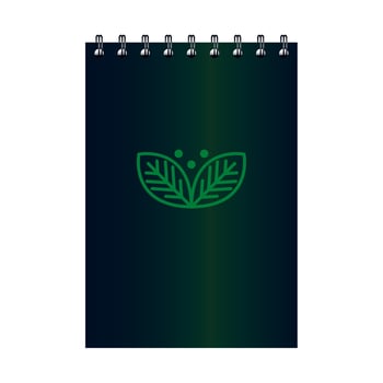 notebook mockup with sign of green company, identity corporate vector