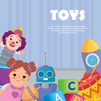 banner with cute kids toys vector