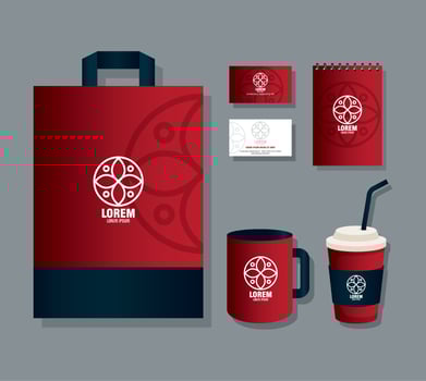 brand mockup corporate identity, mockup stationery supplies, color red vector