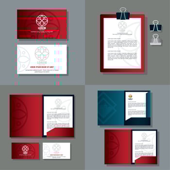 brand mockup corporate identity, mockup stationery supplies red color with sign white vector