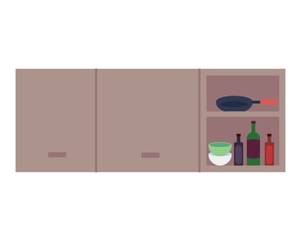 kitchen wooden drawers, on white background vector