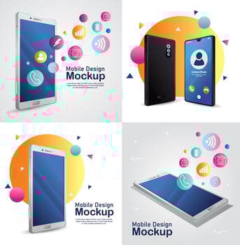 posters mobile design mockup, realistic smartphones devices vector