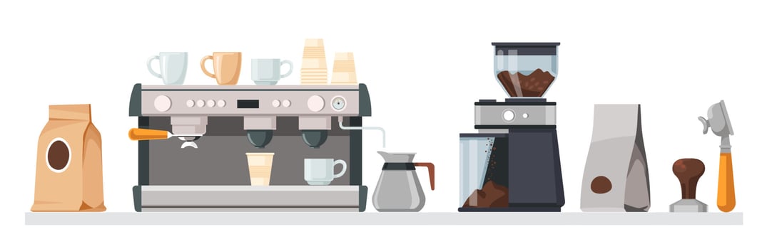 Coffee appliances and equipment for brewing vector