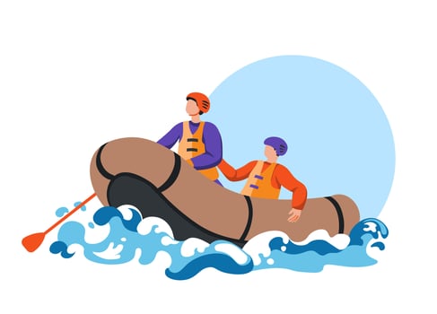 Summer activity and leisure, boating on water vector