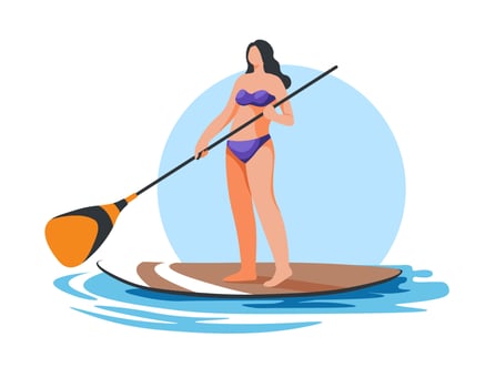 Paddle boarding, sup sports summer activity vector