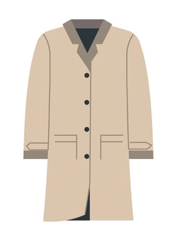 Clothing for men, long jacket or wool coat vector