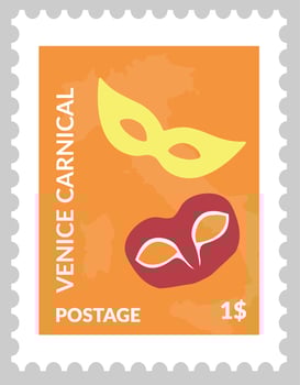 Postmark or postcard with Venice carnival vector