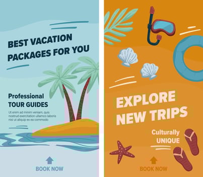 Best vacation packages for you, website pages vector