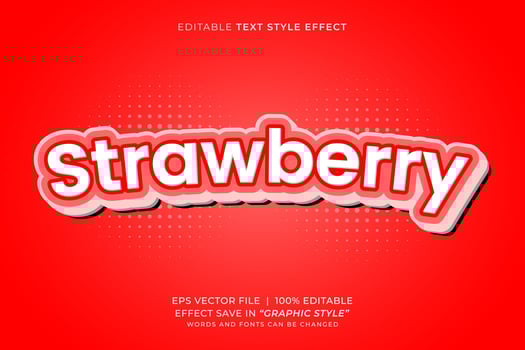 Pink strawberry editable text effect vector