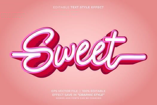 Sweet pink editable text effect vector