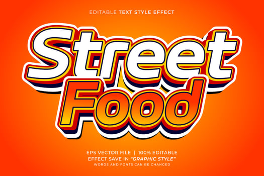 Street food editable text effect vector
