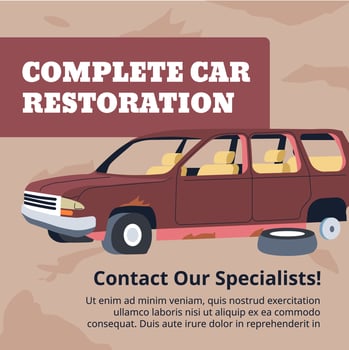 Complete car restoration, contact specialists vector