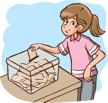 girl voting at the ballot box cartoon vector