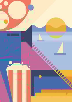 Abstract poster with movie theater. vector