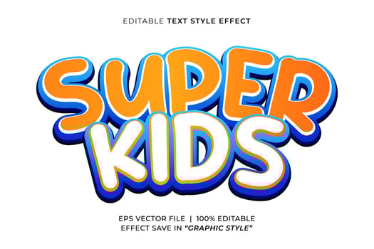 Super kids editable text effect vector