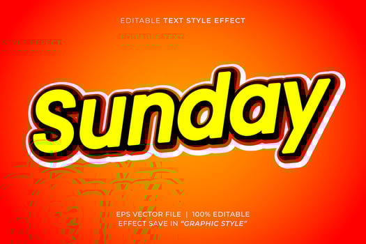Sunday editable text effect vector