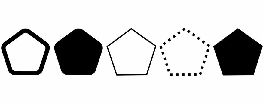 Pentagon shape set isolated on white background vector