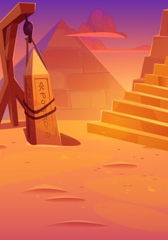 Archeology excavation next to ancient pyramid vector