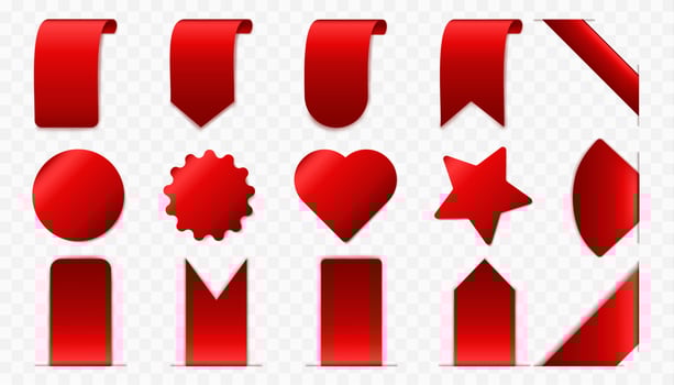 Realistic set of red sale tags and labels png vector