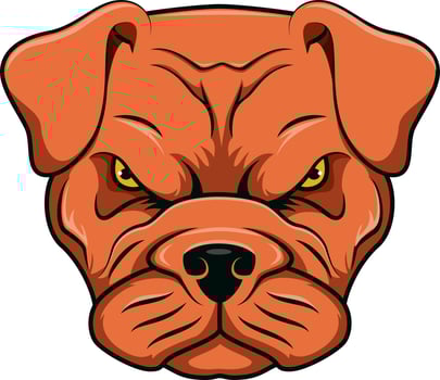 Angry bulldog head mascot character vector