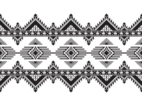 Ikat horizontal seamless pattern. Geometric ethnic pattern design. black-white fabric pattern design. vector illustration.