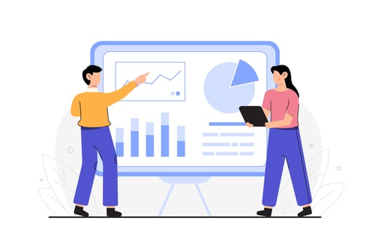 pastel color work flat design. flat design business analysis concept. group of people working together. vector illustration.