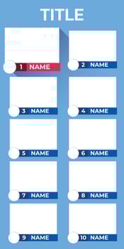 ranking list template. top chart table. Top 10 list template. vector illustration.