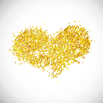Hand drawn golden glitter heart. Symbol of Love. Vector illustration