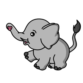 cute elephant vector image, for coloring book
