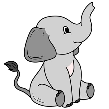 cute elephant vector image, for coloring book