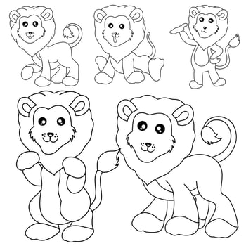 cute lion pictures for coloring book vector