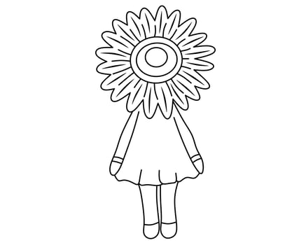 Flower doll for coloring book vector