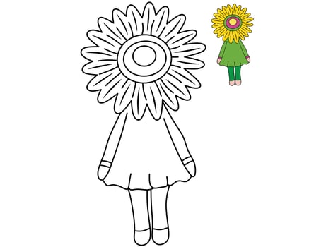 Flower doll for coloring book vector