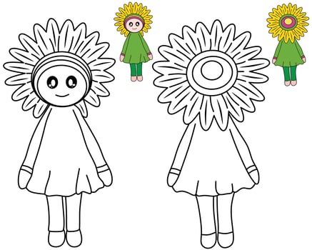 Flower doll for coloring book vector