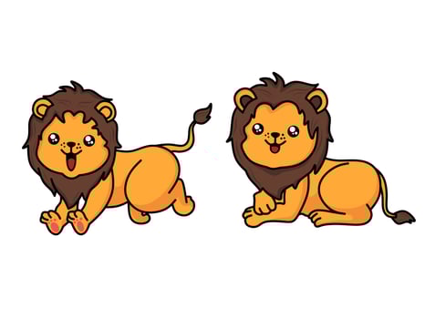 Lion cartoon for coloring page vector