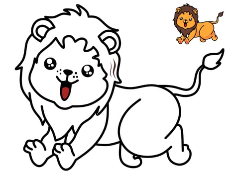 Lion cartoon for coloring page vector