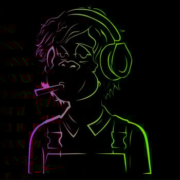 Vector image monkey neon color
