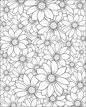 Beautiful botanical daisy flower pattern illustration for coloring book or page, frangipani flower sketch art, hand drawn bouquet of floral isolated on white background vector