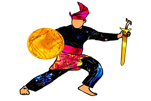 Logo movement warrior silat hold sundang blade and shield png