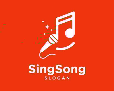 Music Note Musical Sound Song Sing Karaoke Singer Mic Happy Funny Sparkle Shiny Vector Logo Design