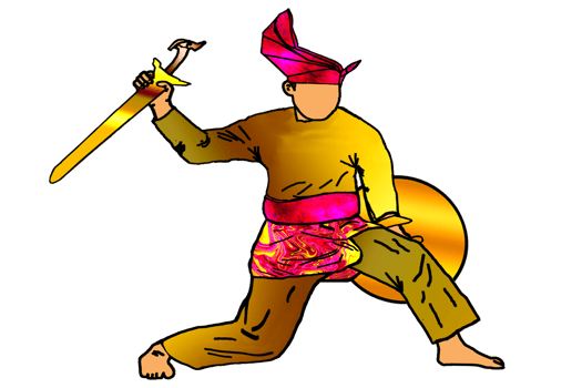 Logo movement warrior silat hold sundang blade and shield png