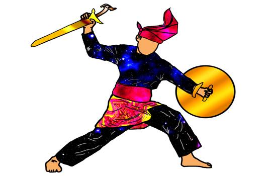 Logo movement warrior silat hold sundang blade and shield png