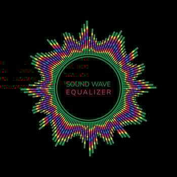 Abstract circular sound wave equalizer logo vector illustration. Music voice wavy spectrum digital illustration.