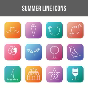 Unique summer vector line icon set