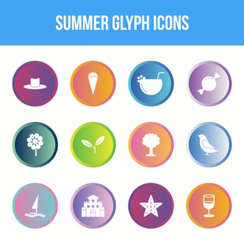 Unique summer vector glyph icon set